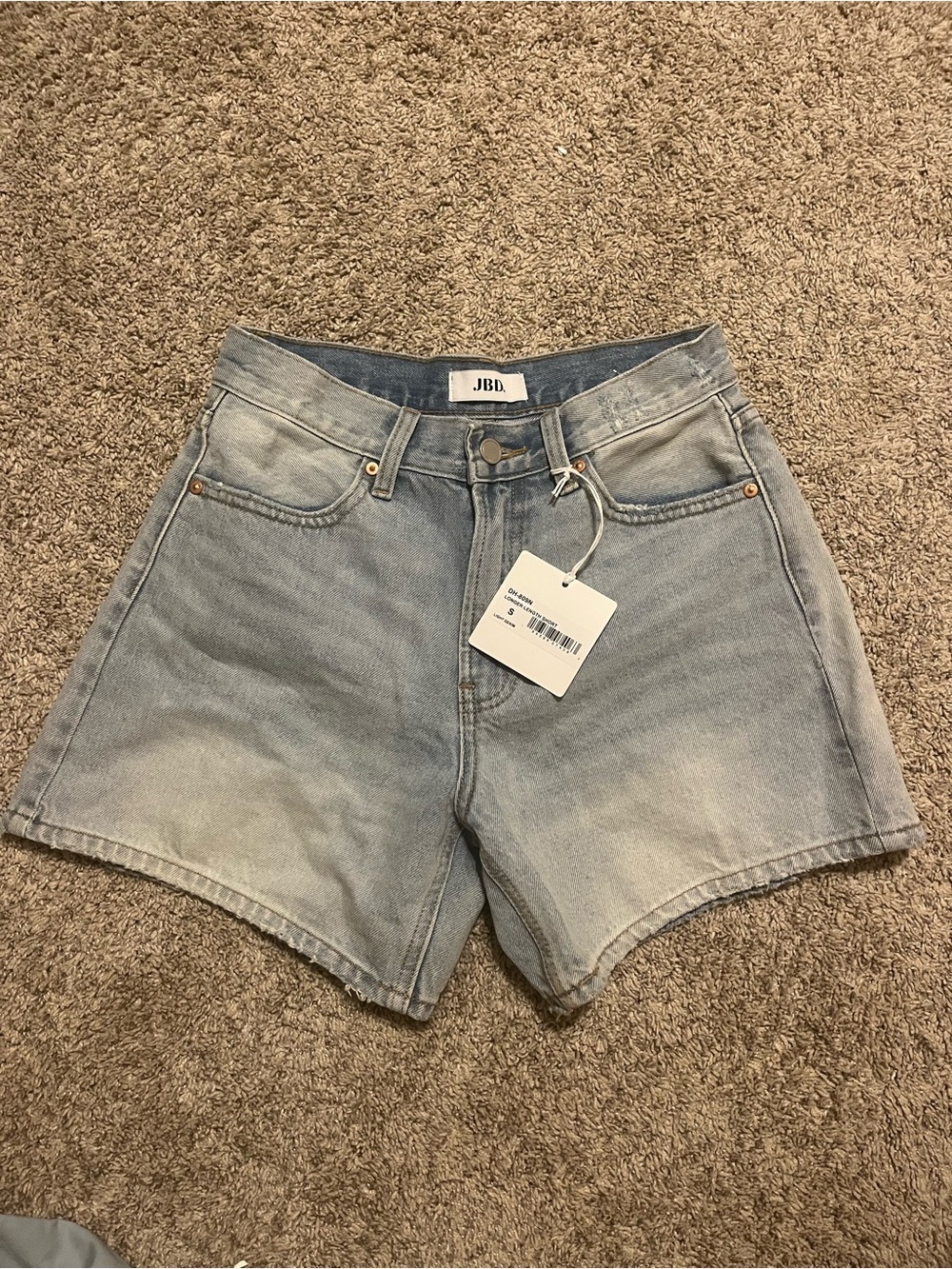 Just Black Light Blue High-Rise Denim Shorts